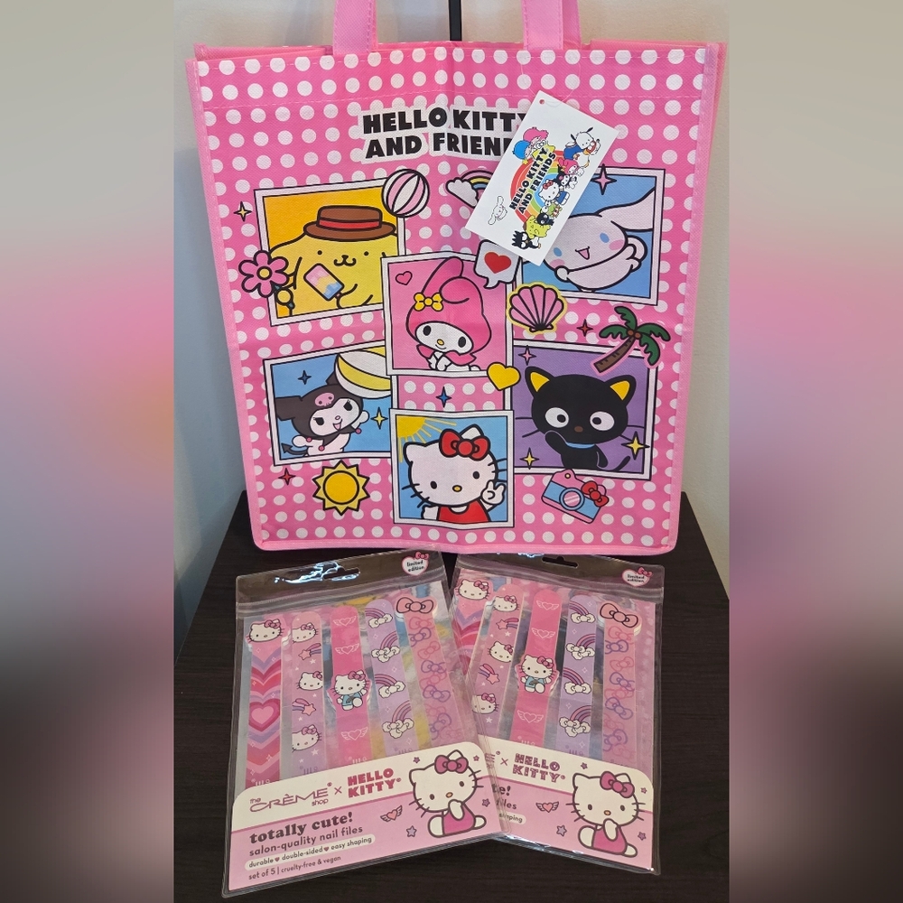 Hello Kitty & Friends Tote Bag Sanrio Pink + Crème Shop Nail Files NWT Bundle